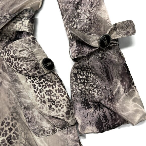 MaxMara Belted Coat Womens Large Animal Print Lightweight Button Up Flared - Picture 8 of 12